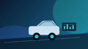 Visuel éditorial sobre représentant une voiture électrique en location longue durée avec mensualités maîtrisées