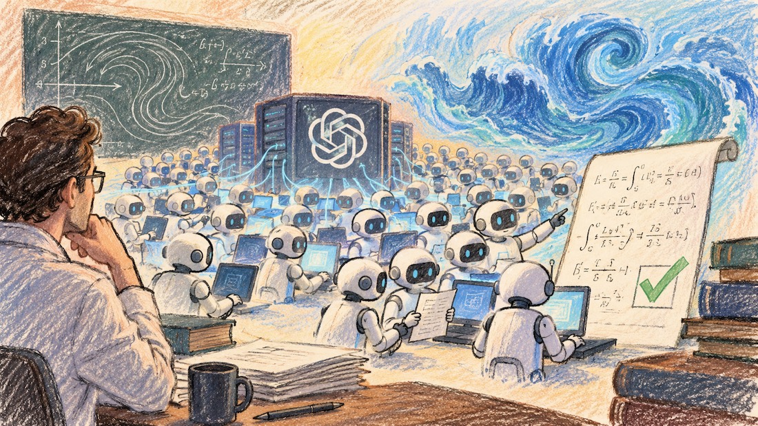 Des milliers d'agents IA d'OpenAI travaillant ensemble sur les equations de Navier-Stokes