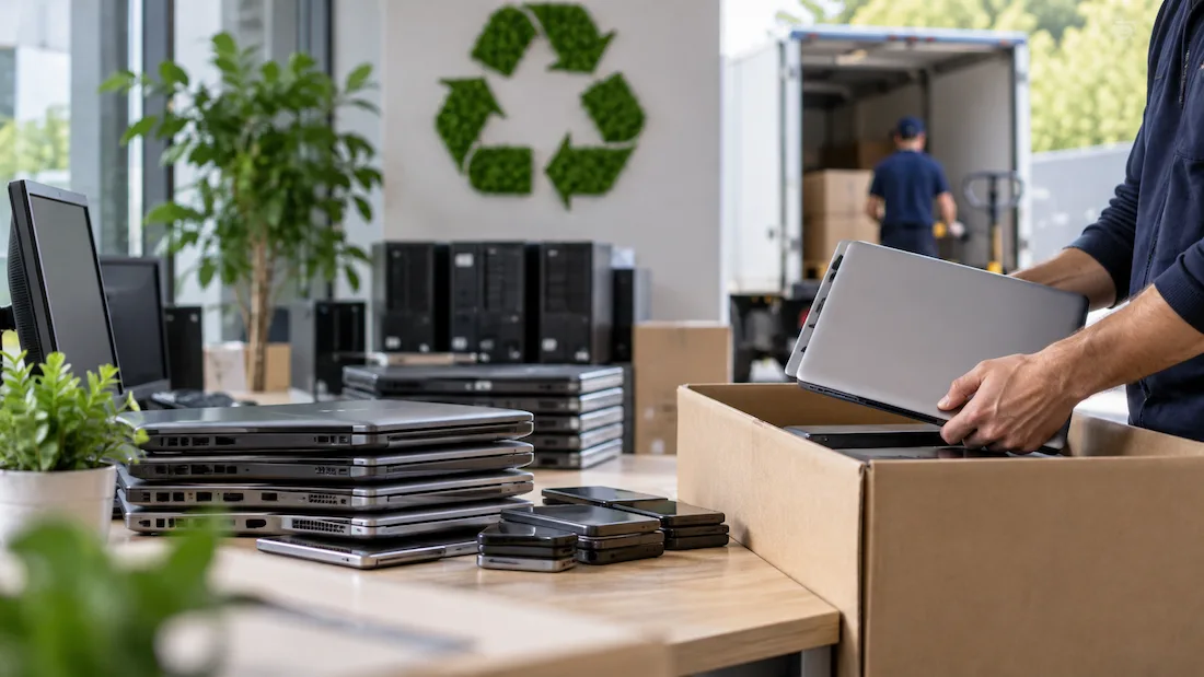 Ordinateurs portables, smartphones et unit&eacute;s centrales pr&eacute;par&eacute;s pour la collecte, reprise de parc informatique d'entreprise